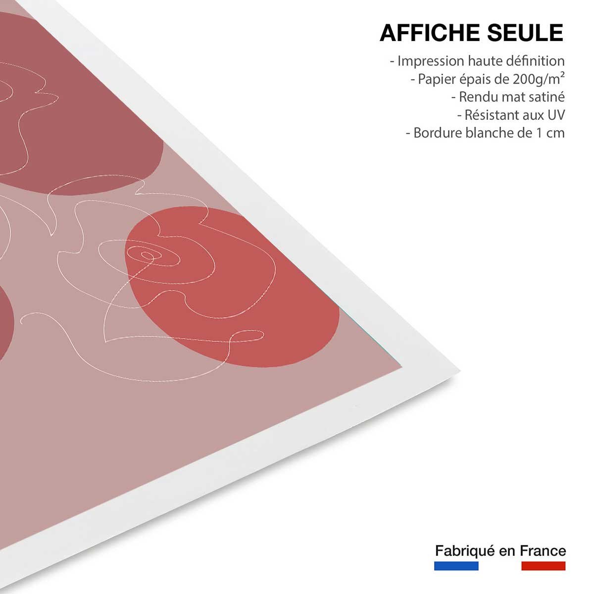 Affiche Line art et courbe rose affiche seule, HEXOA
