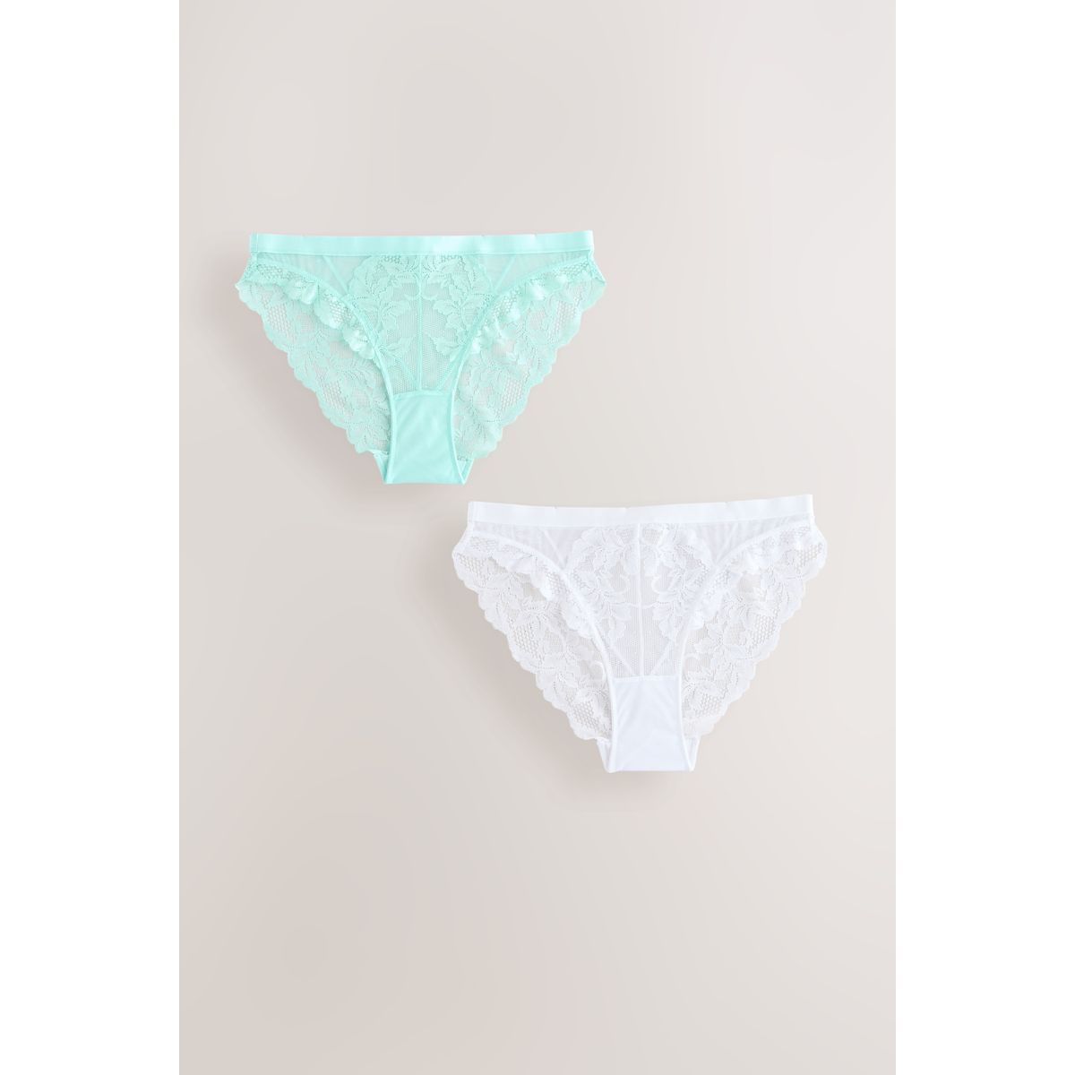 Slips en dentelle, lot de 2 turquoise/blanc, NEXT