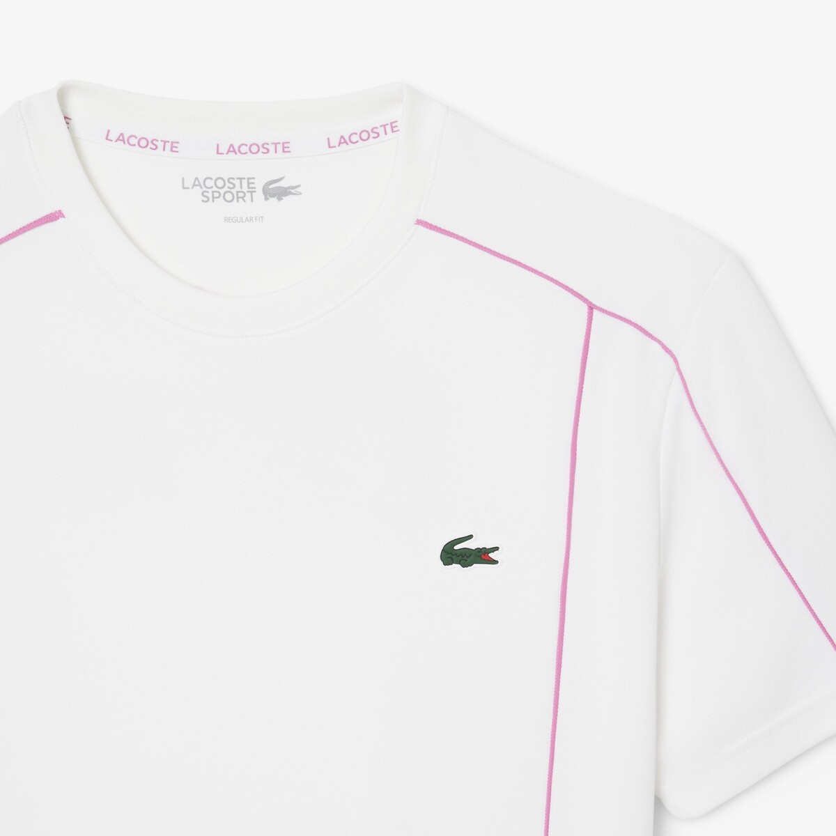 T-shirt Sport Ultra Dry liserés blanc-001, LACOSTE