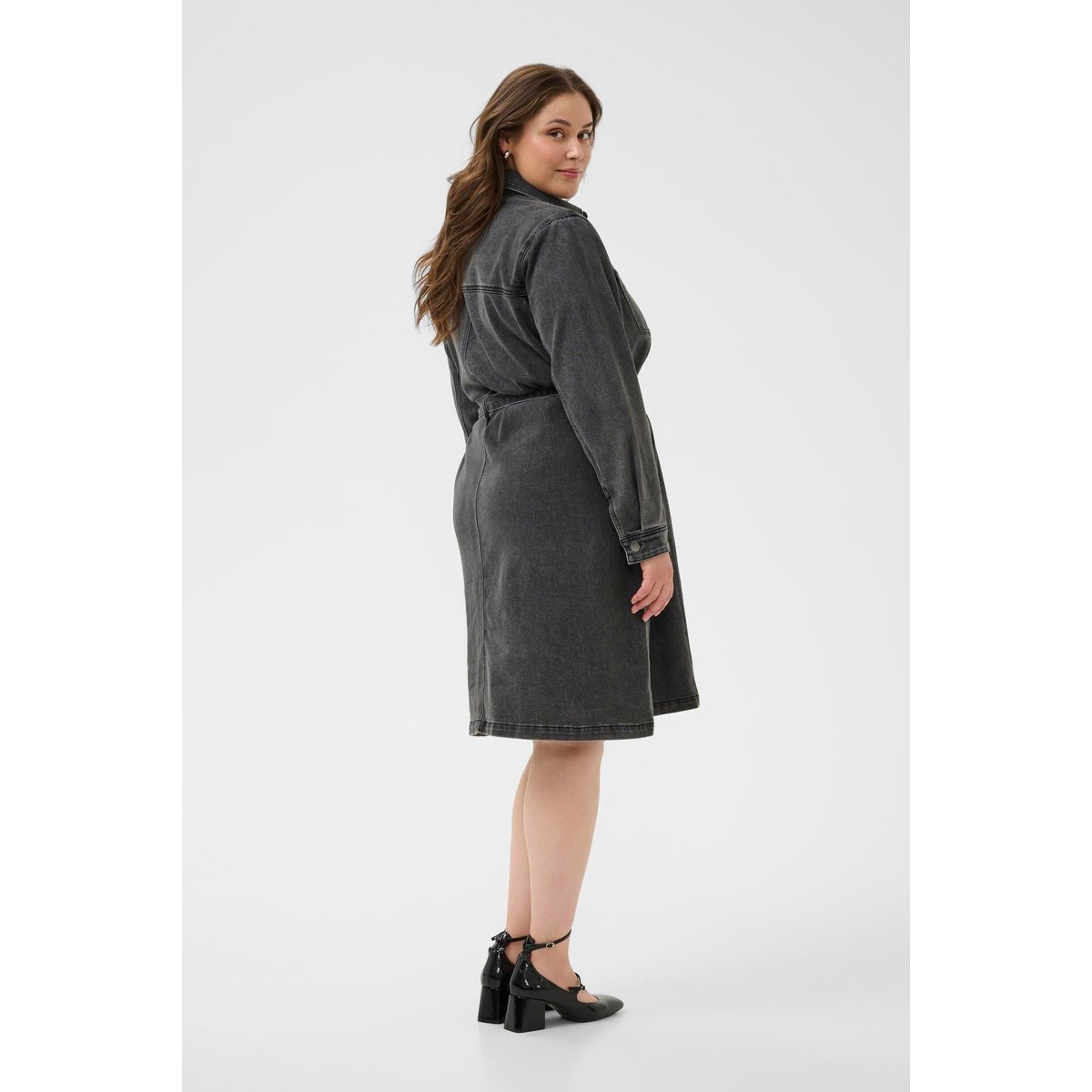Robe en jean gris medium grey denim, KAFFE CURVE