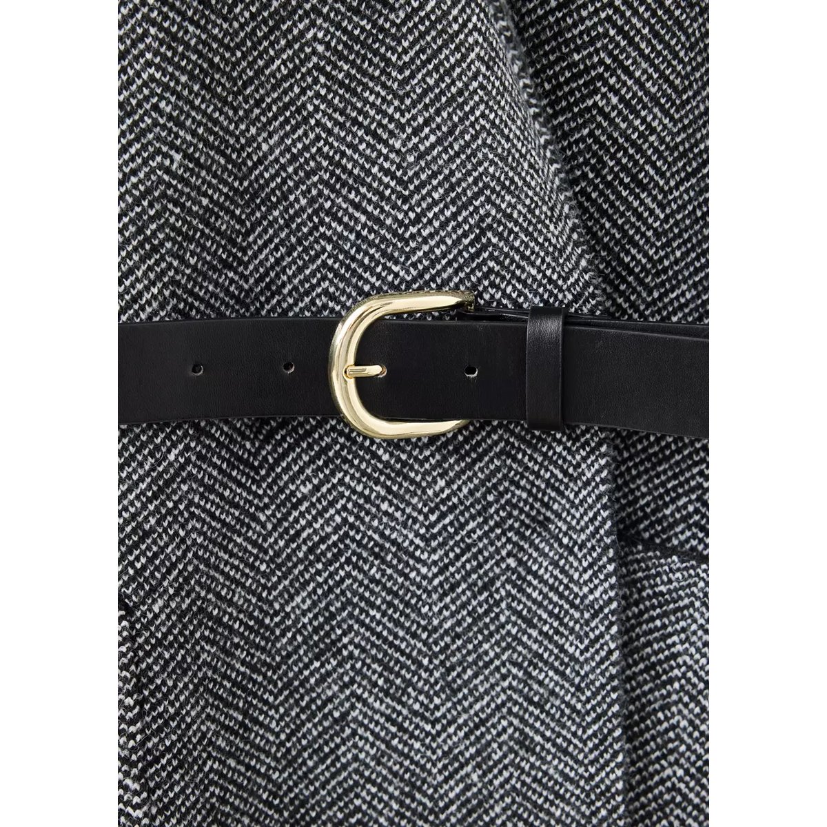 Manteau maille ceinture noir, MANGO