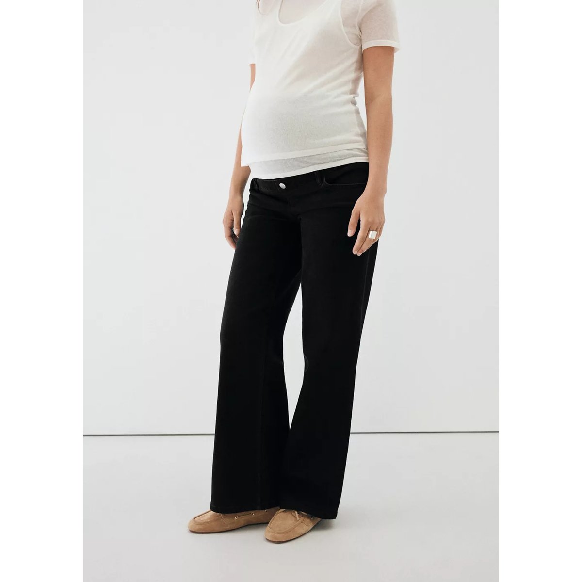 Jean de grossesse droit black denim, MANGO