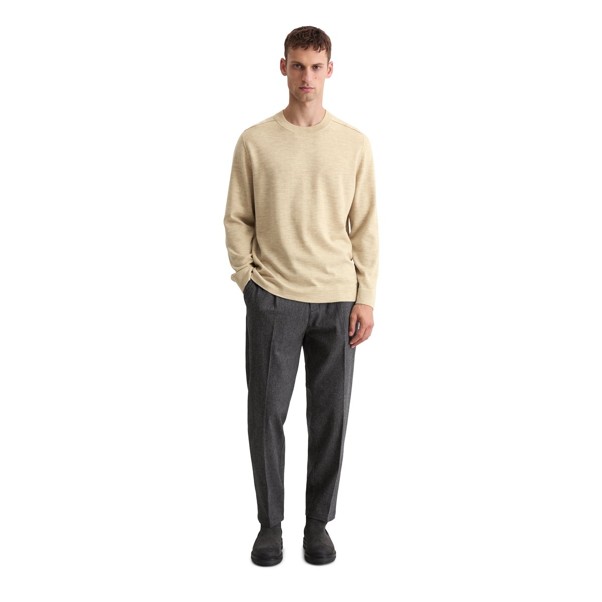 Pull-over regular en laine mérinos douce creme, MARC O'POLO