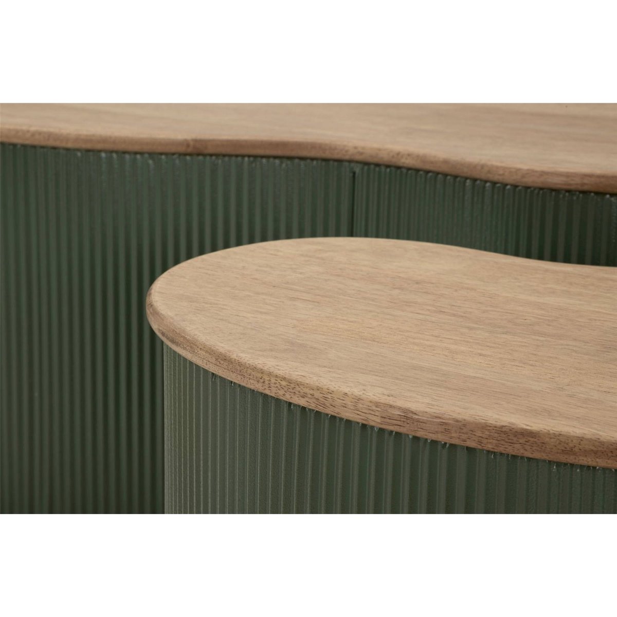 Tables gigognes en bois d'hévéa et métal MODERN vert et marron, RECOLLECTION