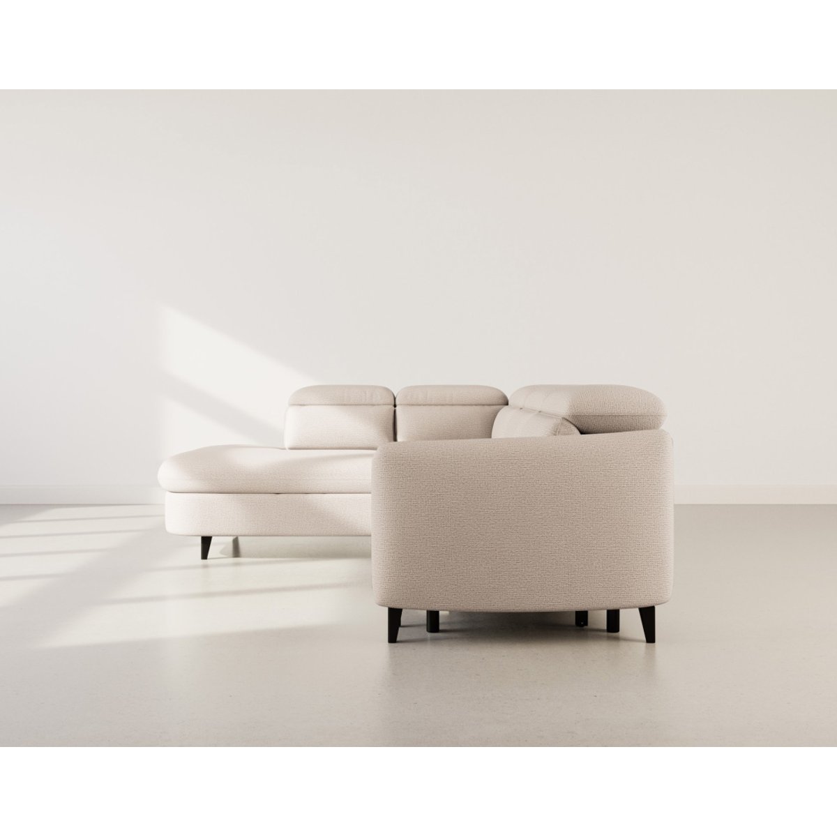 Canapé angle gauche convertible tissu texturé, OPALINE beige, BEST MOBILIER