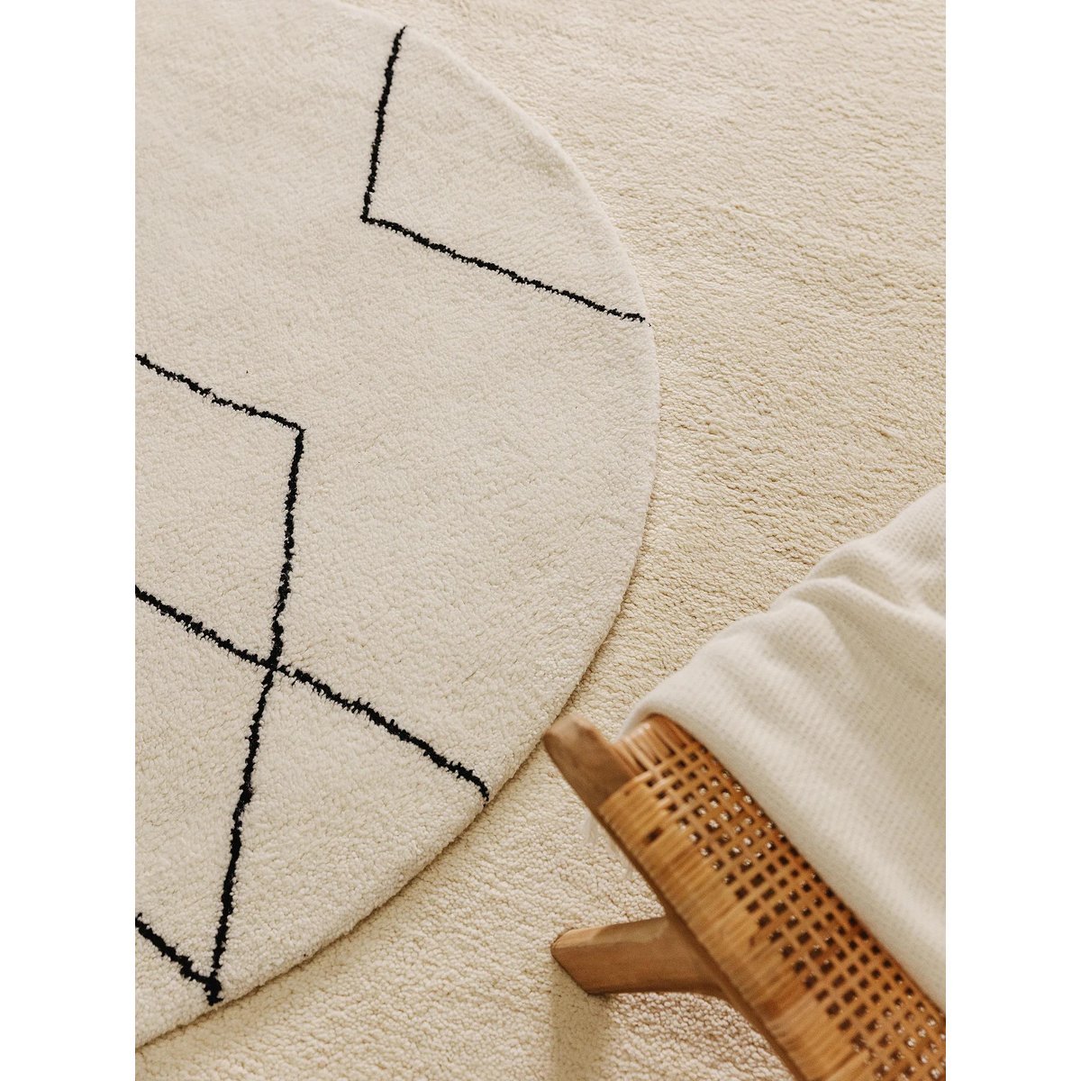 Tapis rond de laine tufté main BERBER crème, BENUTA