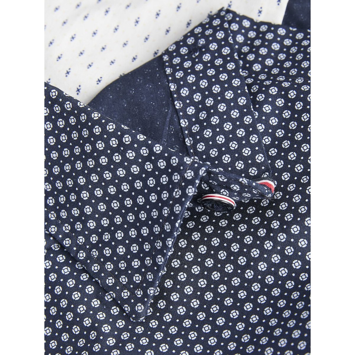 Chemise imprimée micro-motifs, manches longues imprimé bleu foncé, JACK & JONES