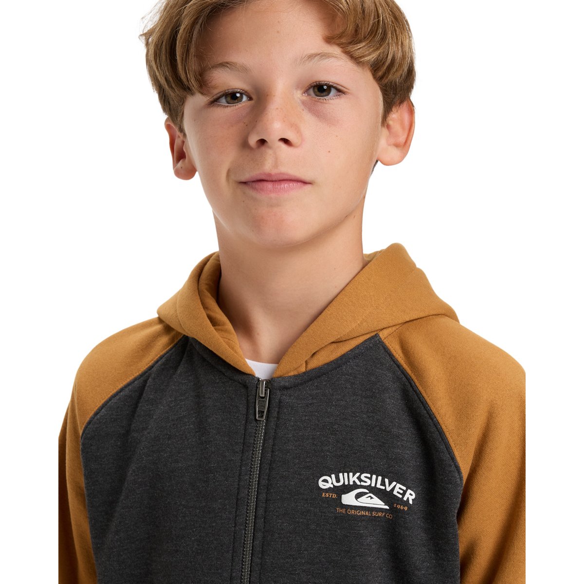 Sweat à capuche zippé KNOWLEDGE AREA marron almond, QUIKSILVER