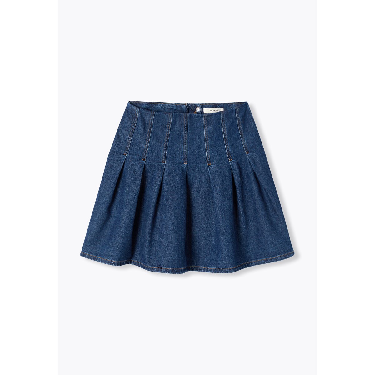 Jupe courte plissée en jean jean rinse, PROMOD