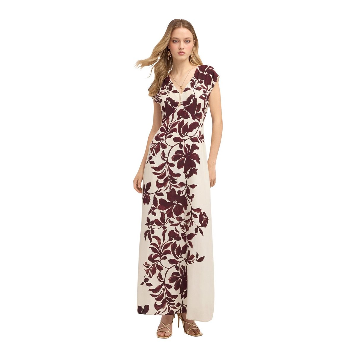 Robe longue imprimée burgundy, MOTIVI