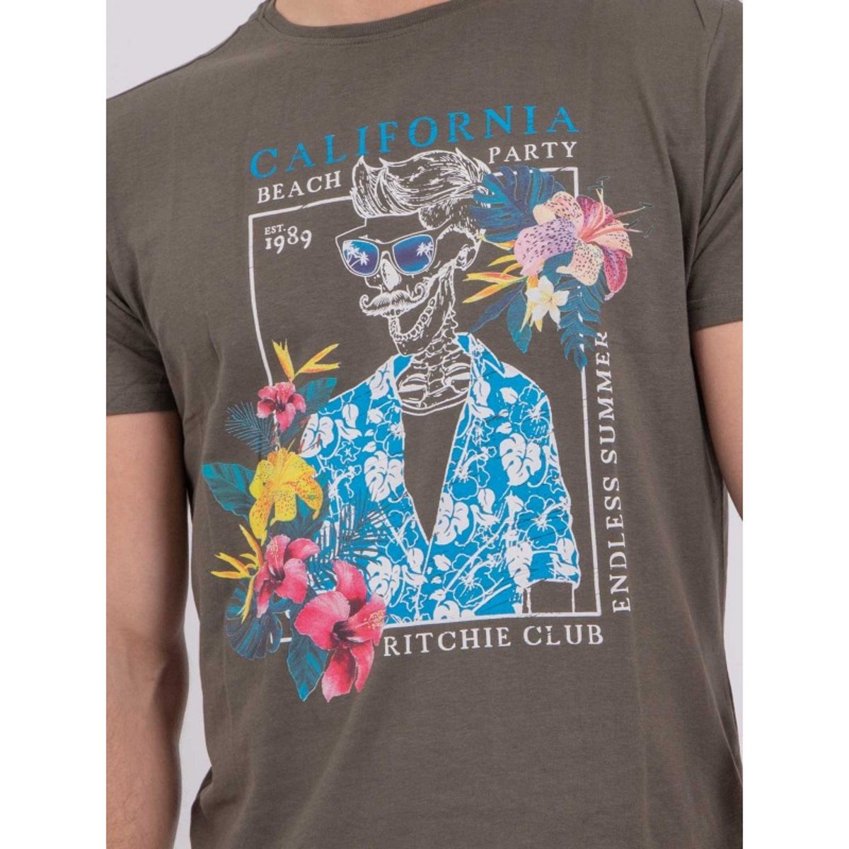 T-shirt Manches Courtes Col Rond Pur Coton Numilan kaki, RITCHIE