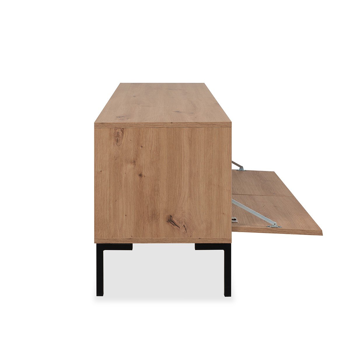 Meuble TV 2 Abattants 2 Niches L150 cm - PLOCK bois clair, CALICOSY