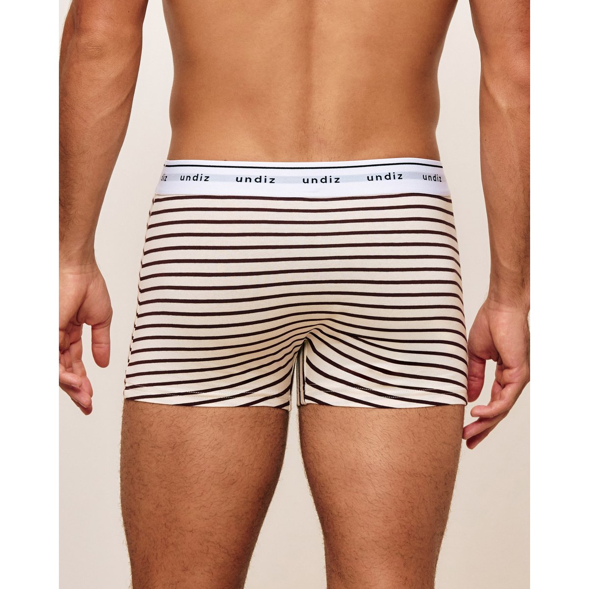 Boxer en coton à rayures BOXERUNIZ CHOC blanc casse, UNDIZ