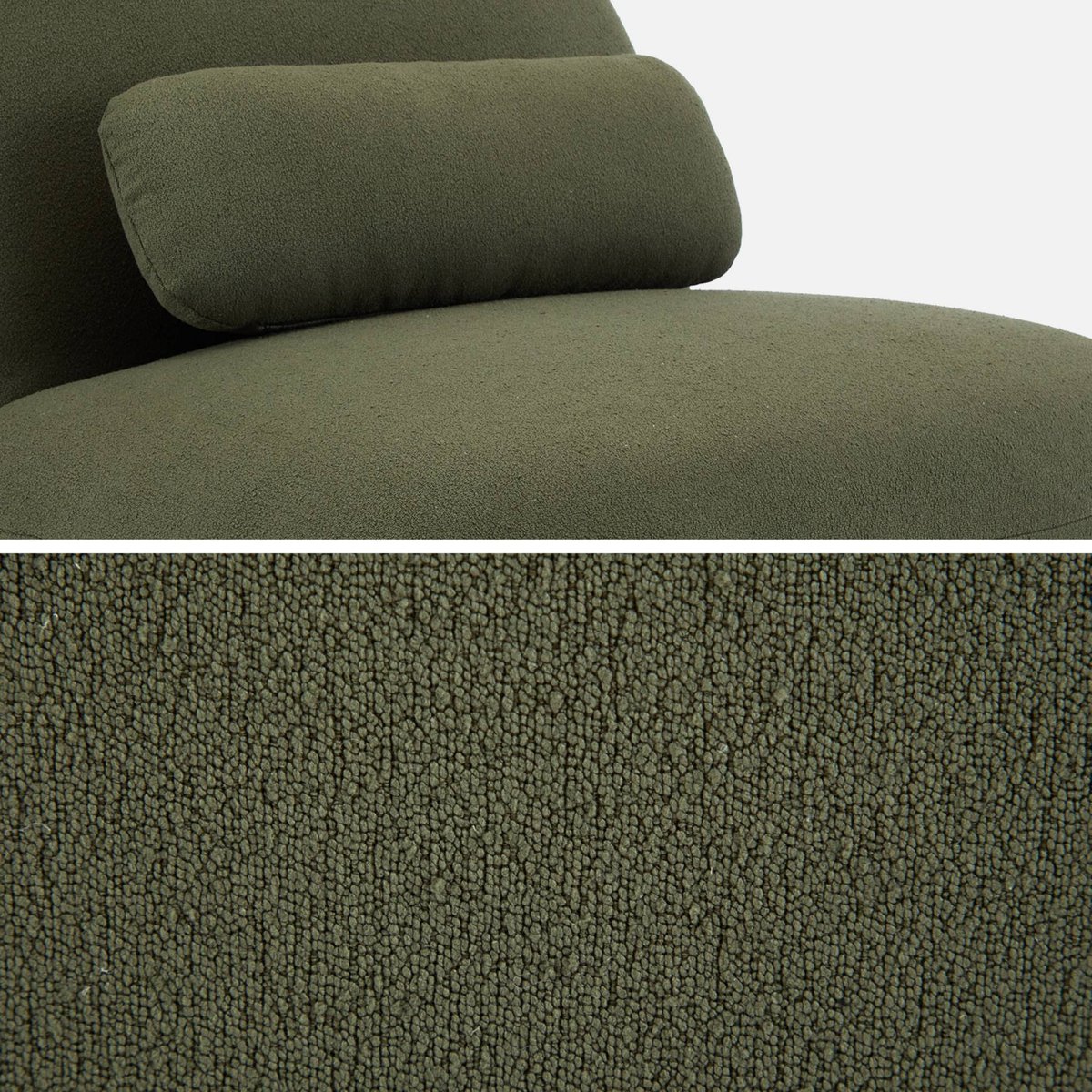 Fauteuil pivotant 360 bouclette texturée SPINO kaki foncé, SWEEEK