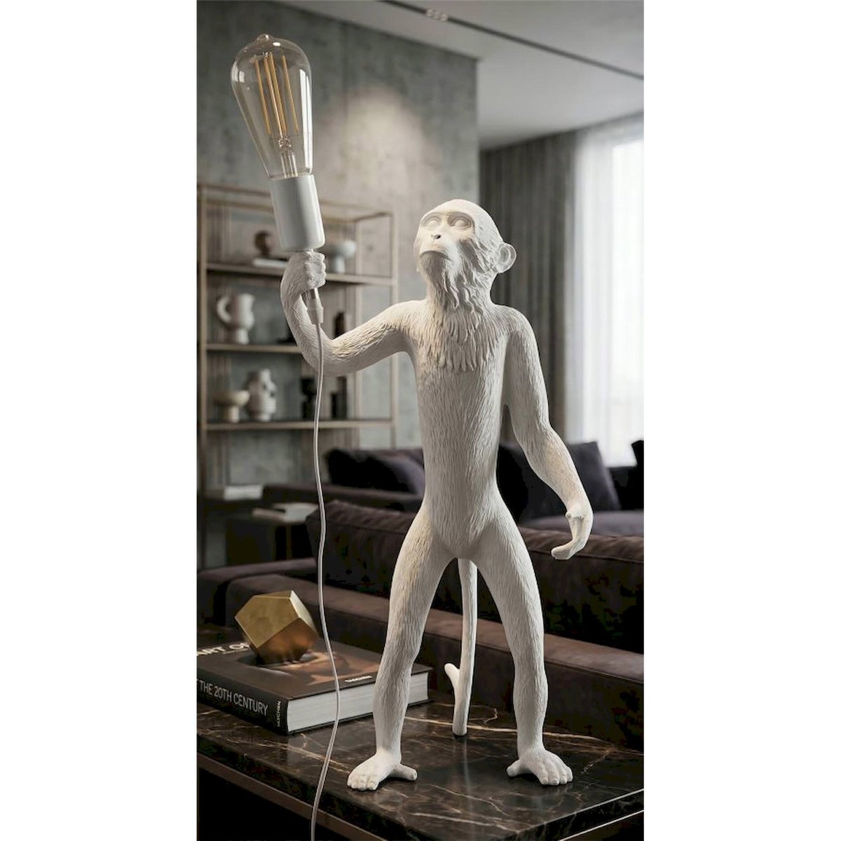 Lampe à poser singe sculptural GLAM blanc, RECOLLECTION
