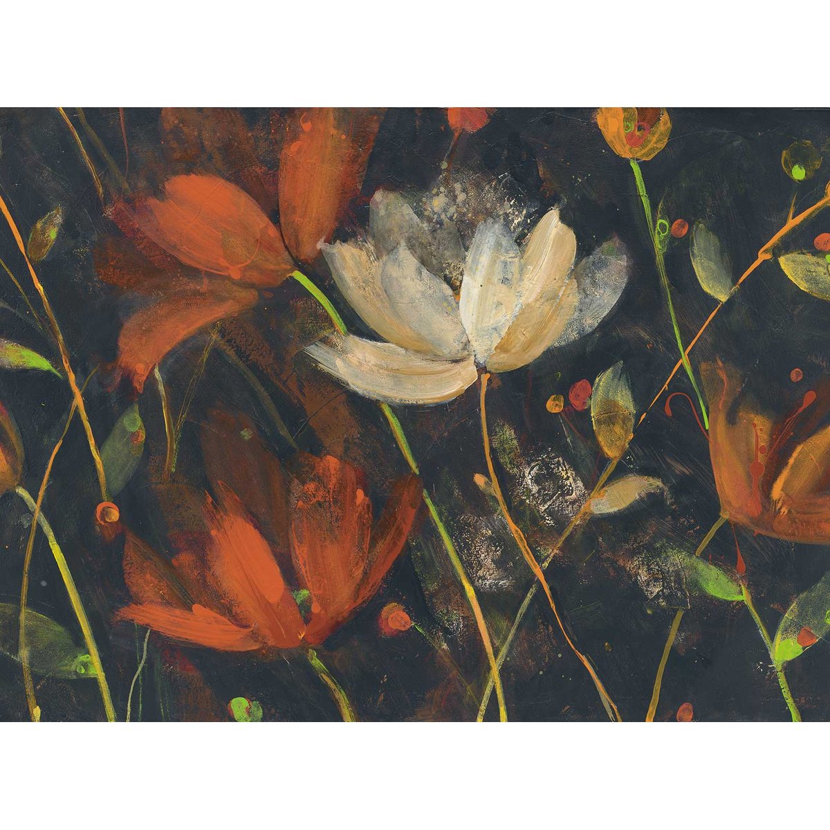 Papier peint fleurs bordeaux intissé, HEXOA