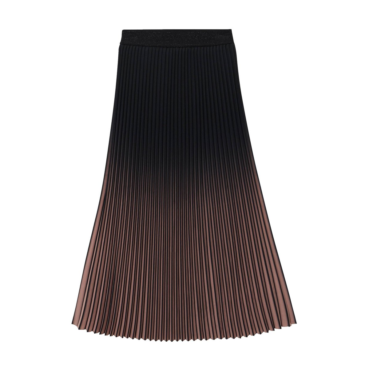 Jupe midi patineuse plissée marron foncé, BREAL