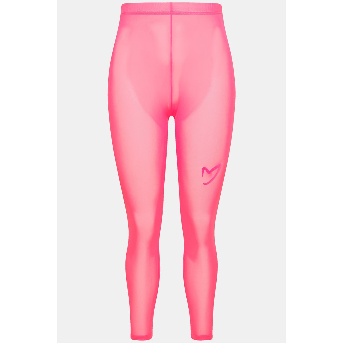Legging en mesh. Imprimé floqué cœur sur rose rouge, ULLA POPKEN