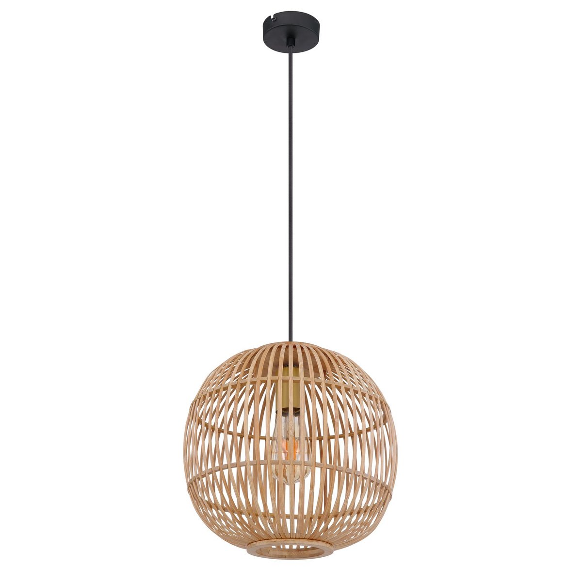 Suspension boule en bambou petit modèle HILDEGARD beige, GLOBO LIGHTING