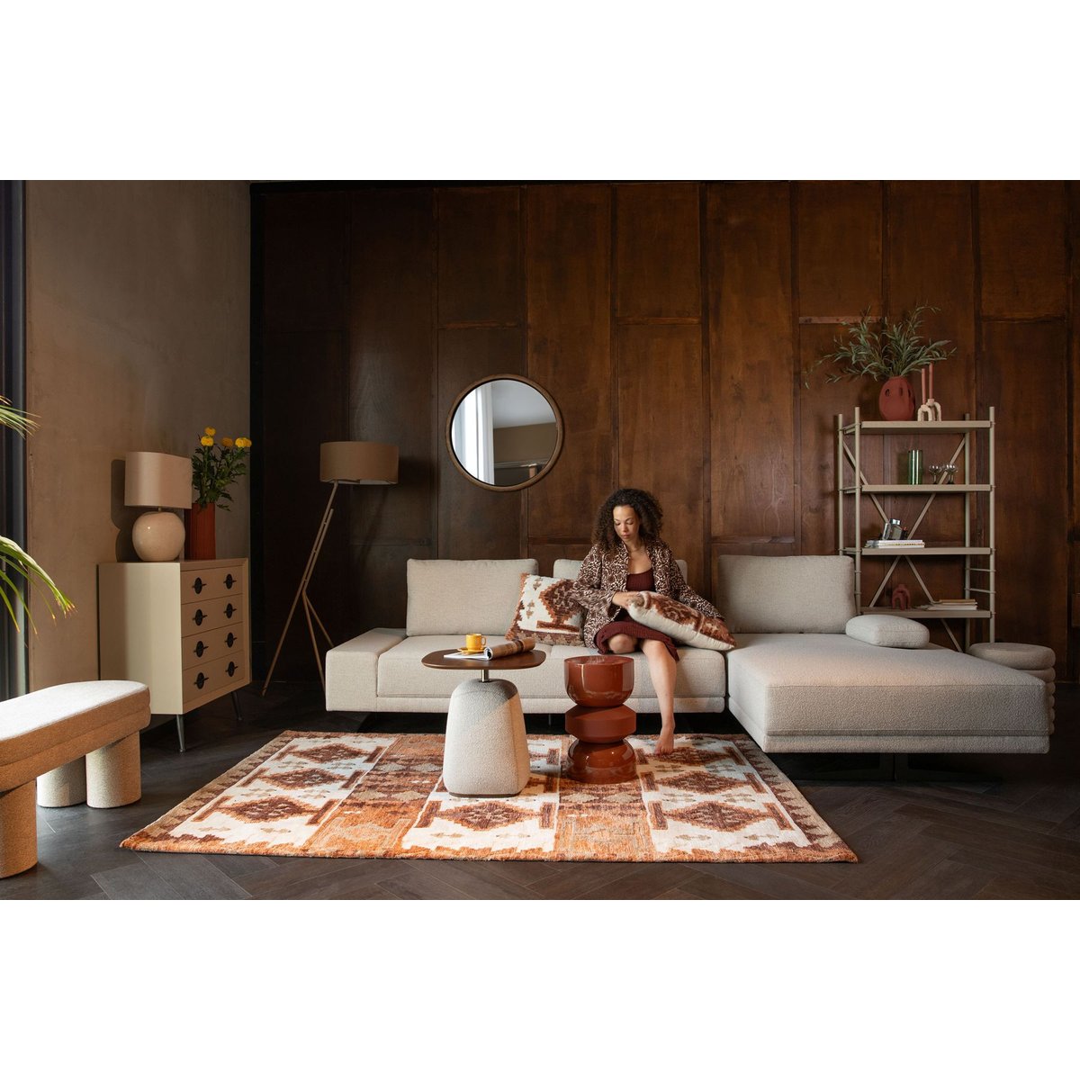 Coussin en tissu, MARON marron, BOITE A DESIGN