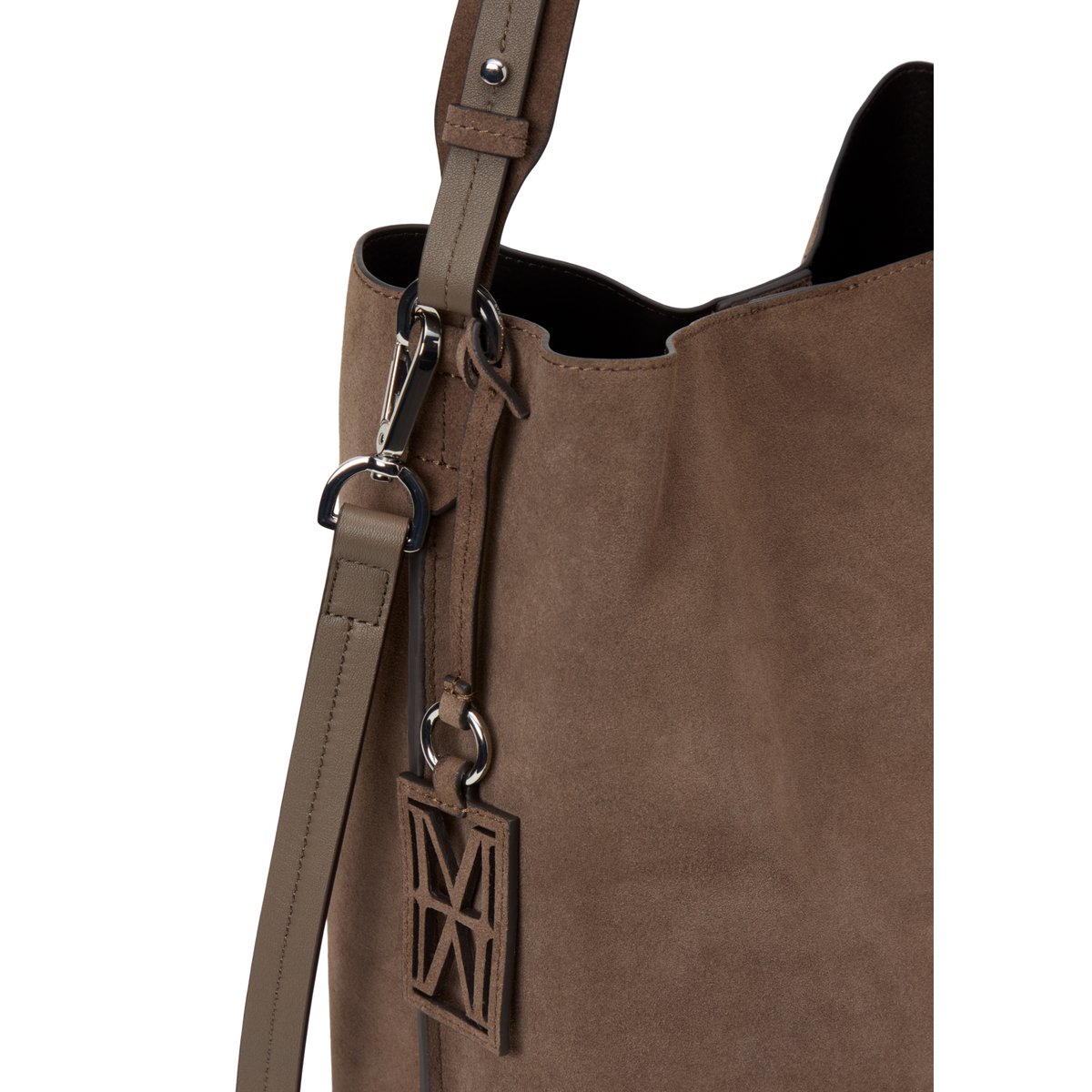 Sac Hobo modèle Brinja, taille moyenne en cuir velours souple marron, MARC O'POLO