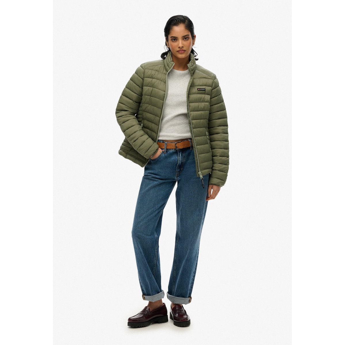 Doudoune Fuji Lite vert olive poudré, SUPERDRY