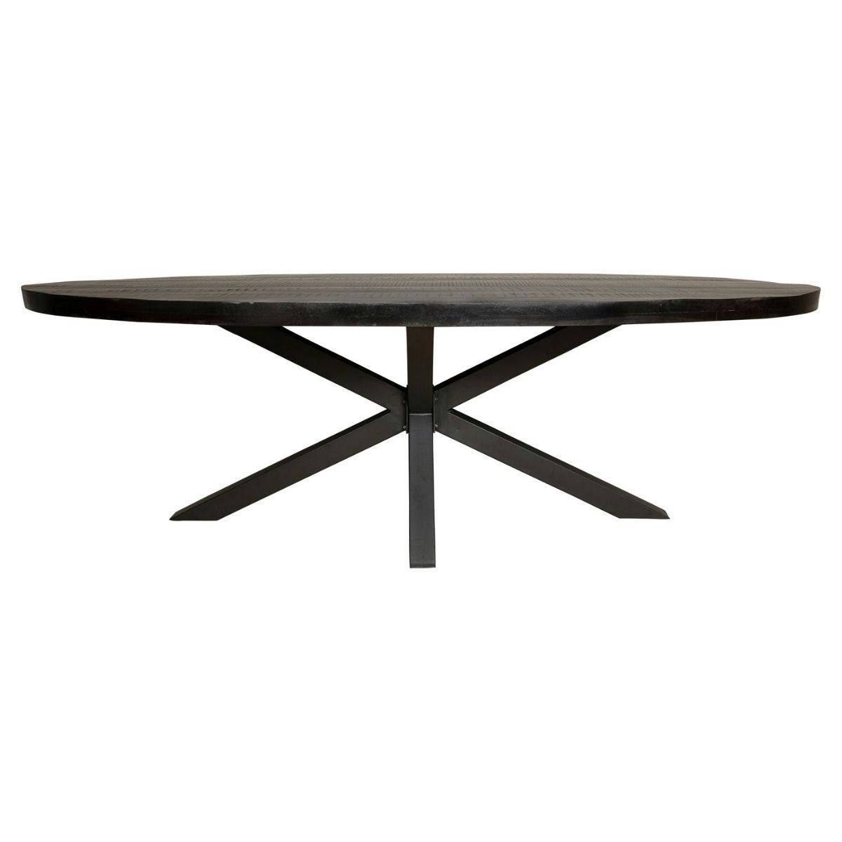 Table repas ovale pied central 6 places RIVANO noir, PIER IMPORT