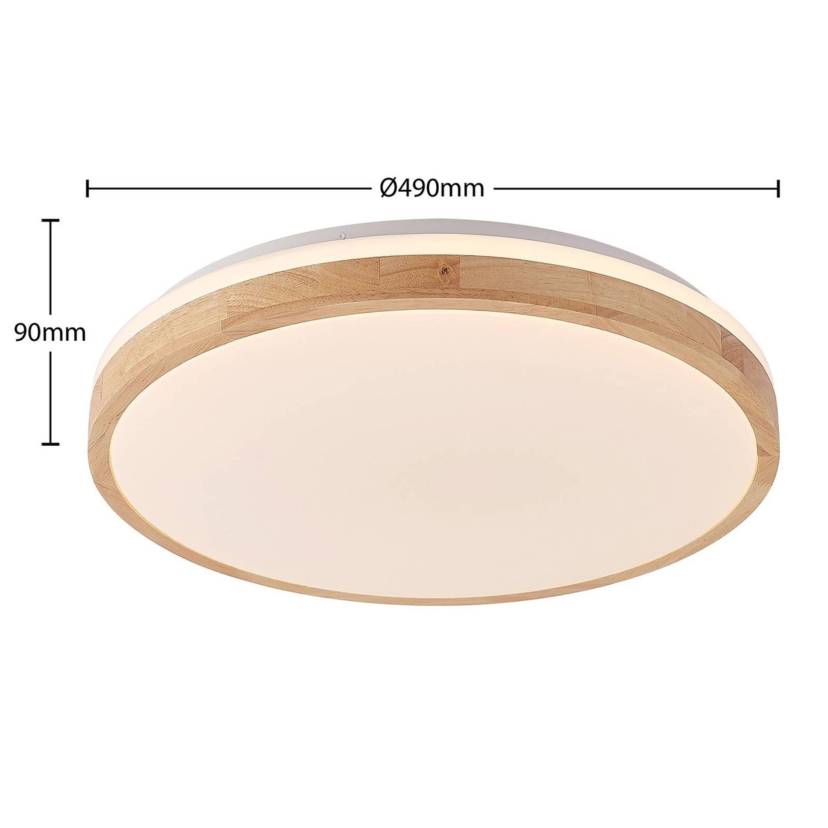 Plafonnier en bois moderneLED, Emiva bois clair, blanc, LINDBY