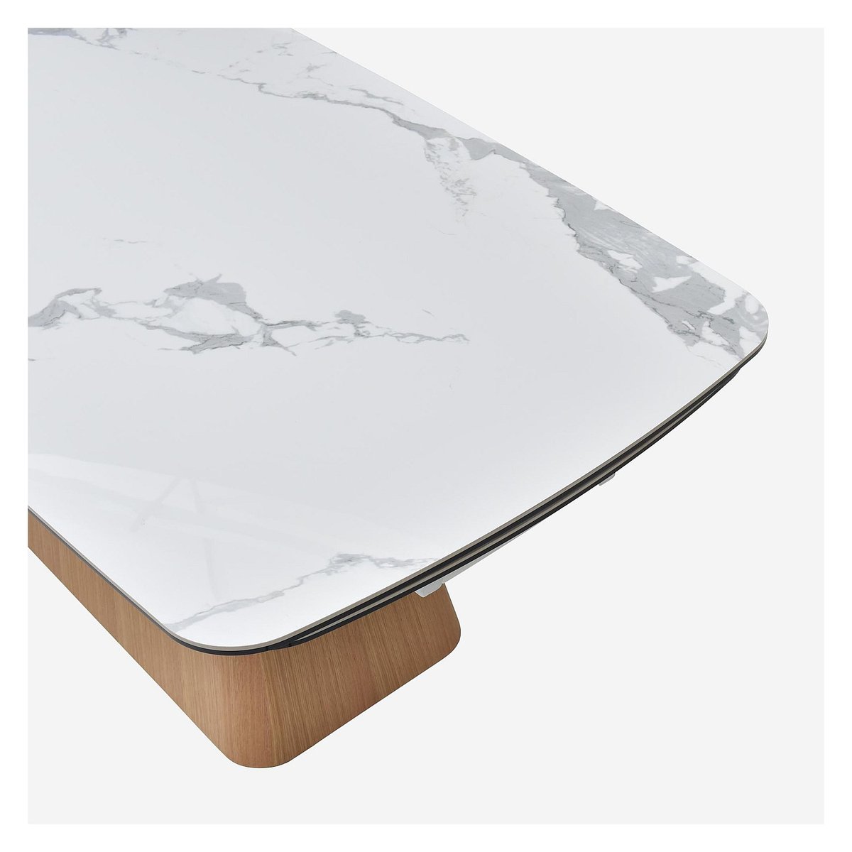 Table extensible en chêne avec plateau en céramique LINKA blanc, HABITAT