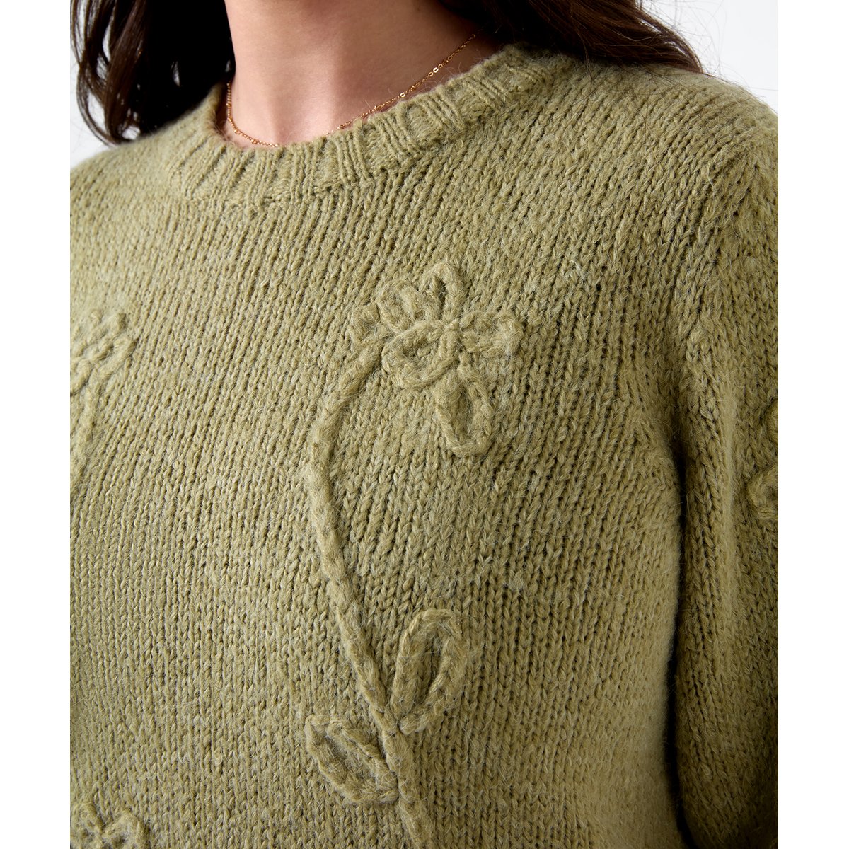Pull Brodé Fleuri Tallulah vert, JOE BROWNS