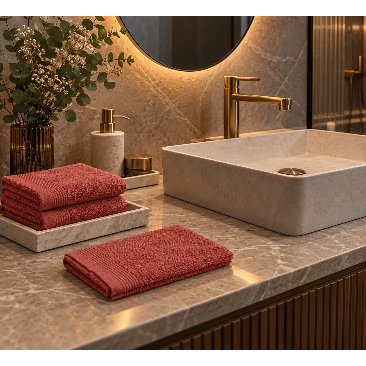 Serviette de toilette invite Lylia terracotta, EDEN
