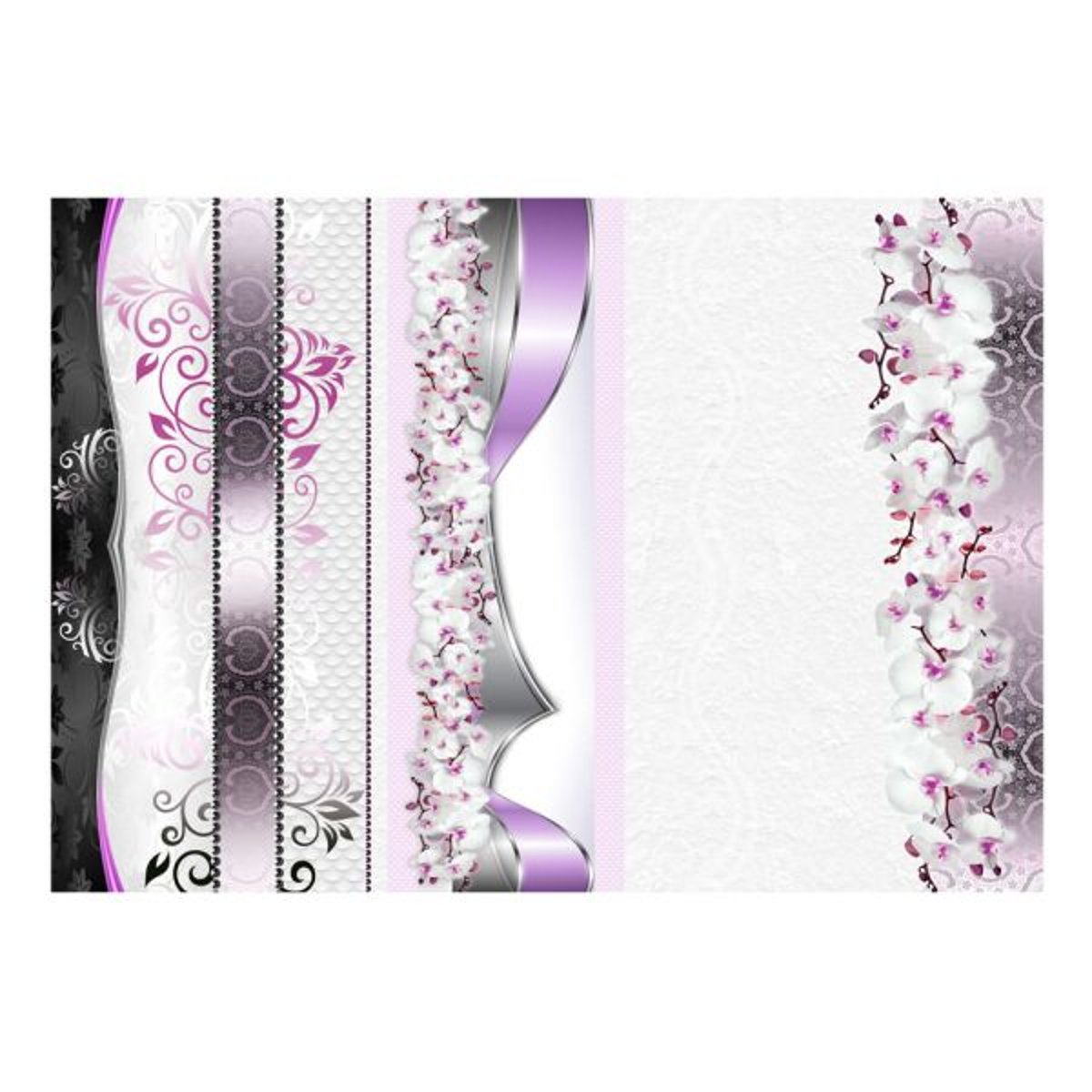 Papier peint intissé panoramique Fleurs Parade of orchids in violet gris / argent, EDEN