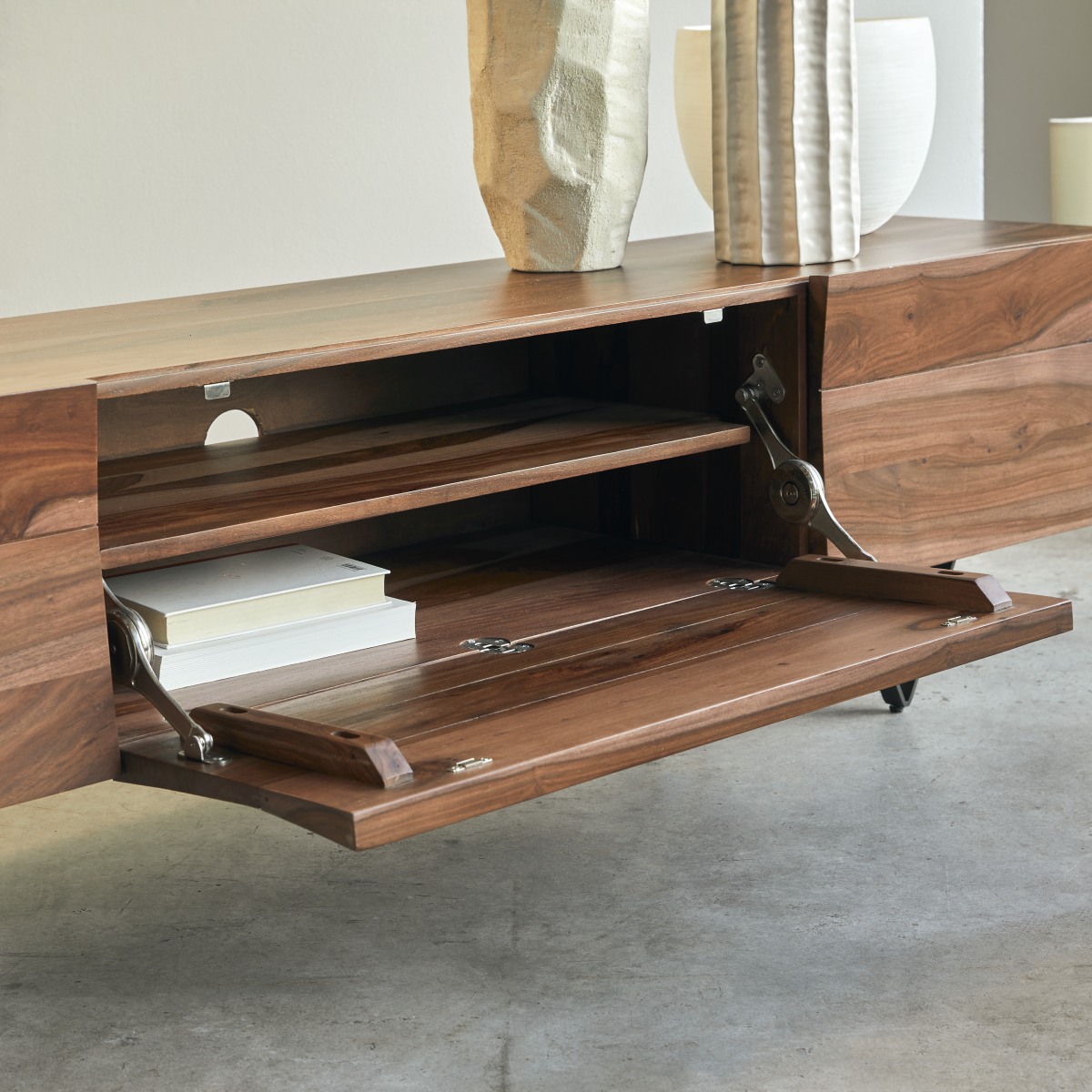 Meuble Hi-FI, TV en Palissandre massif, METRIC marron, TIKAMOON