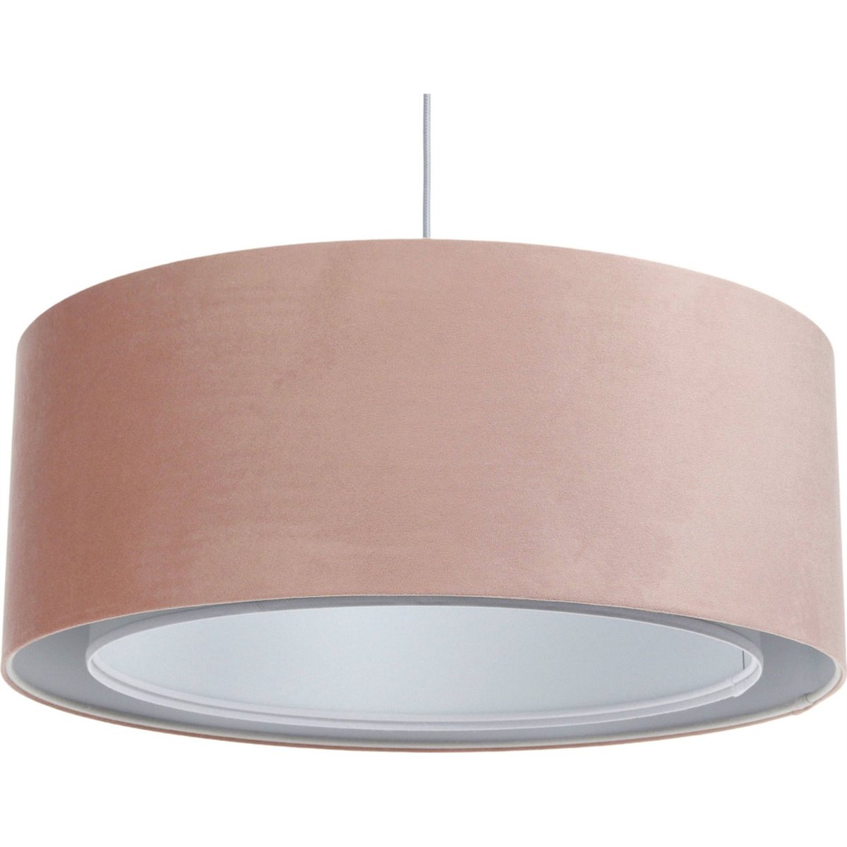 Suspension en velours forme ronde Jasmin bebe rose poudré et gris clair, BPS KONCEPT