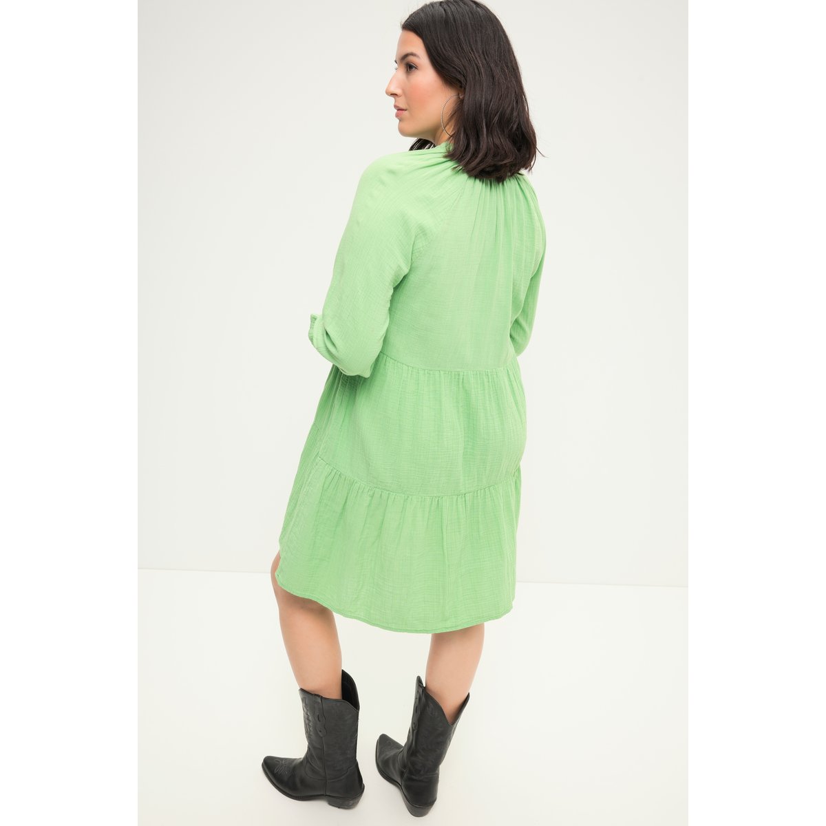 Robe mini en mousseline coupe trapèze menthe légère, STUDIO UNTOLD