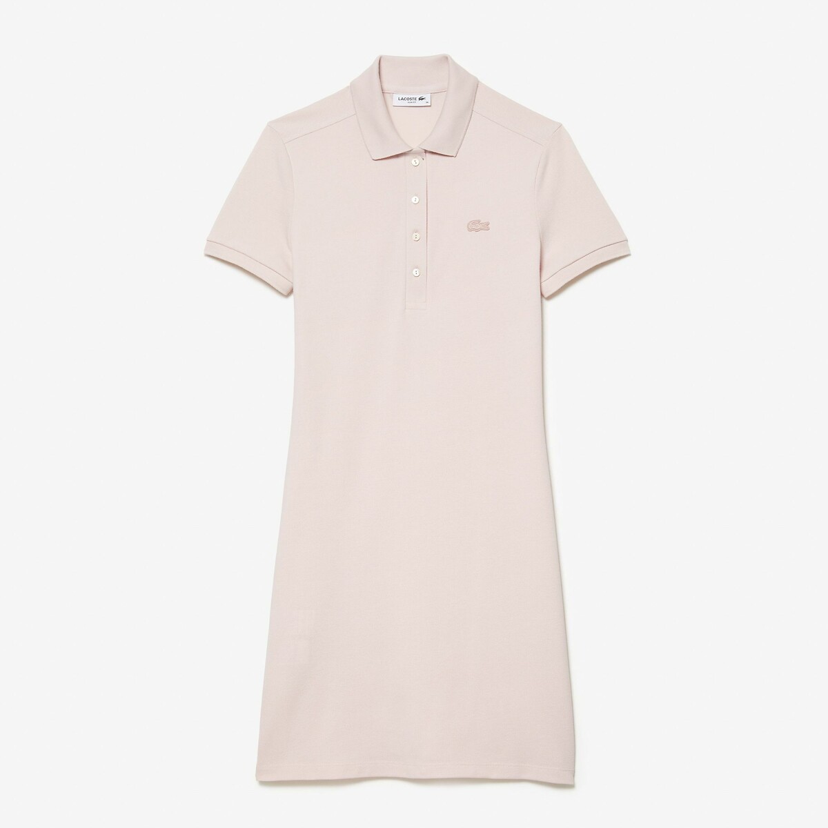 Abito dritto, corto, maniche corte rosa pallido, LACOSTE
