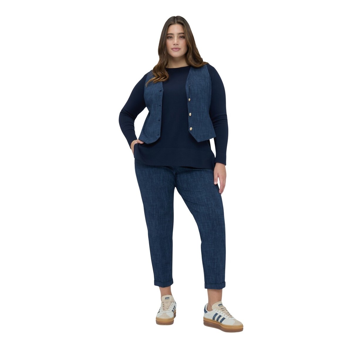 Gilet en Point de Milan avec boutons bleu, FIORELLA RUBINO