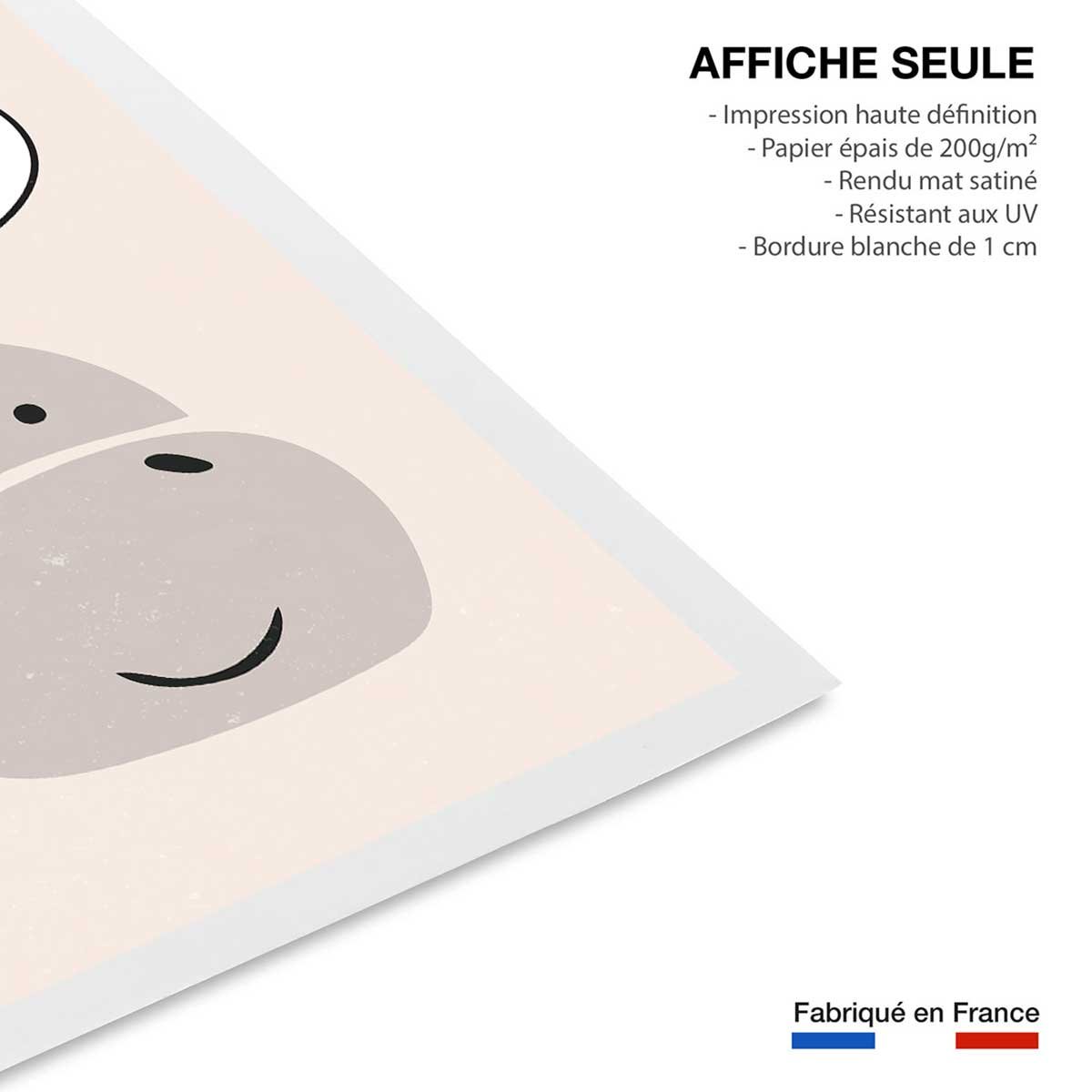 Affiche enfant hippo affiche seule, HEXOA