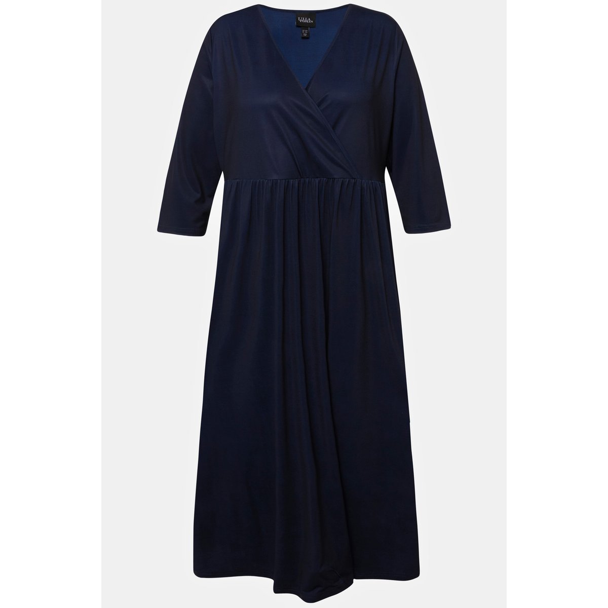 Robe midi à col en V effet cache-cœur marine, ULLA POPKEN