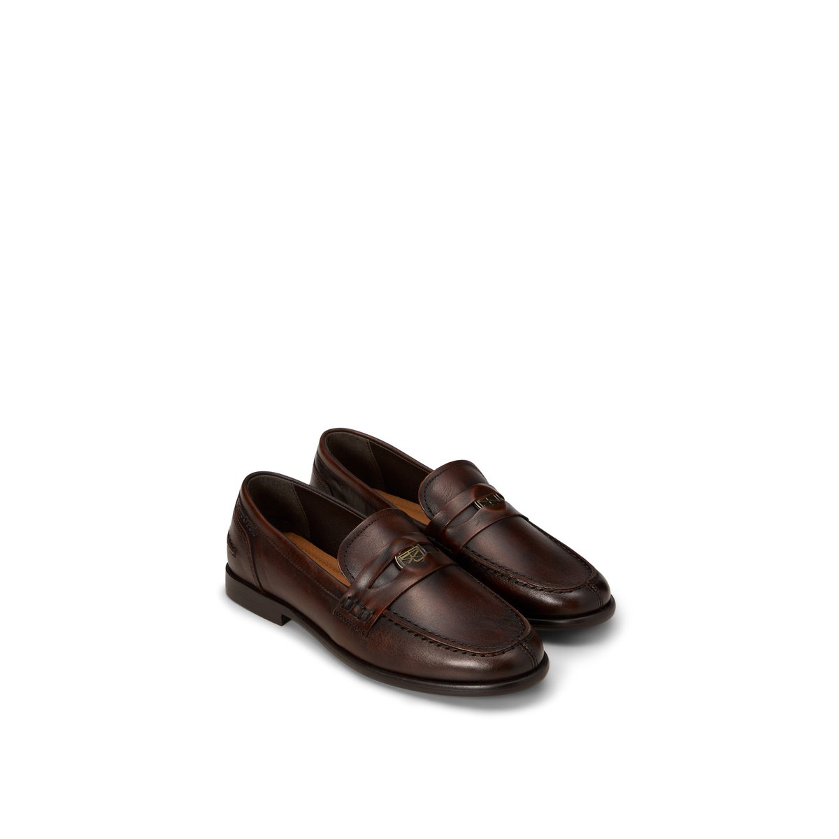 Mocassins Penny Loafer modèle Fiona en cuir de chèvre souple cognac, MARC O'POLO