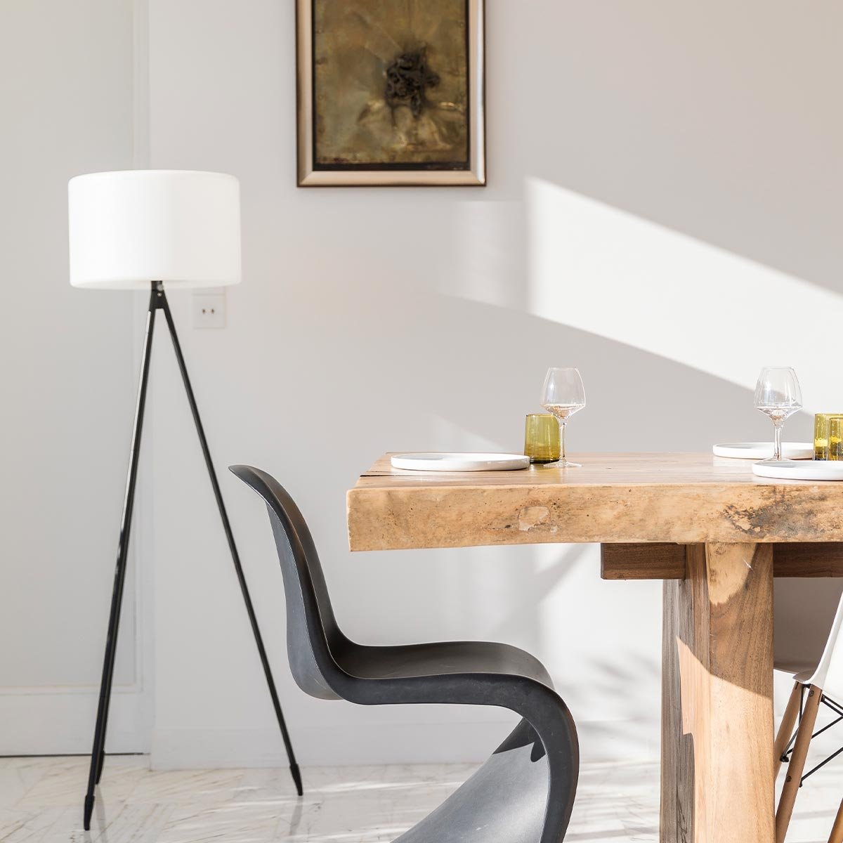 Lampadaire sans fil TAMBOURY gris, LUMISKY