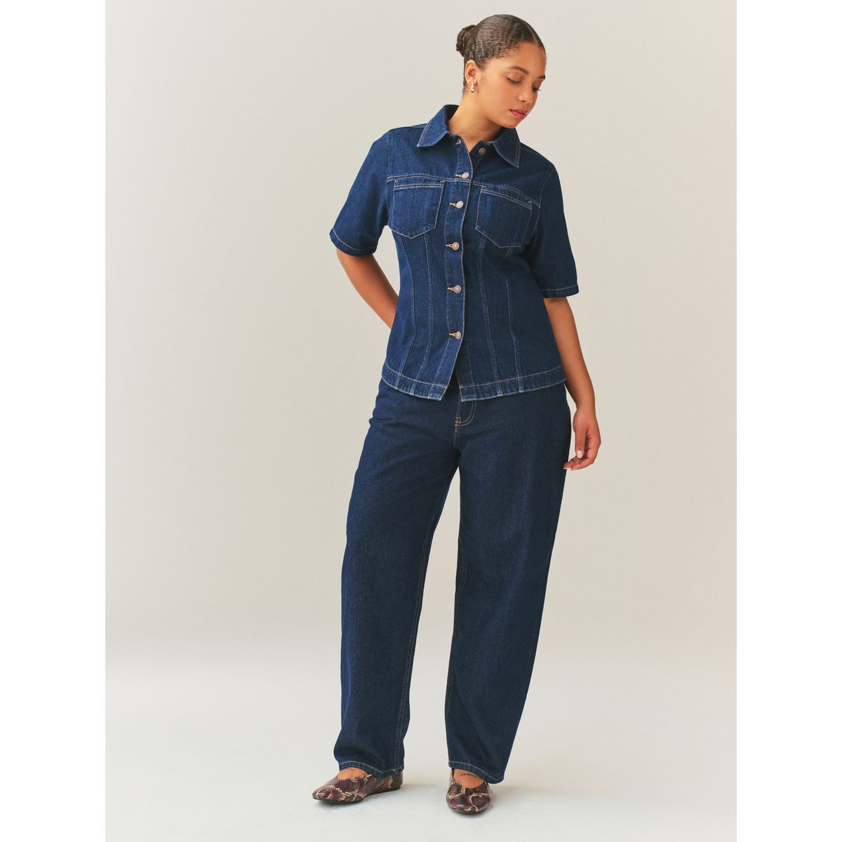 Haut ajusté pour poitrines généreuses rinse denim, NEXT