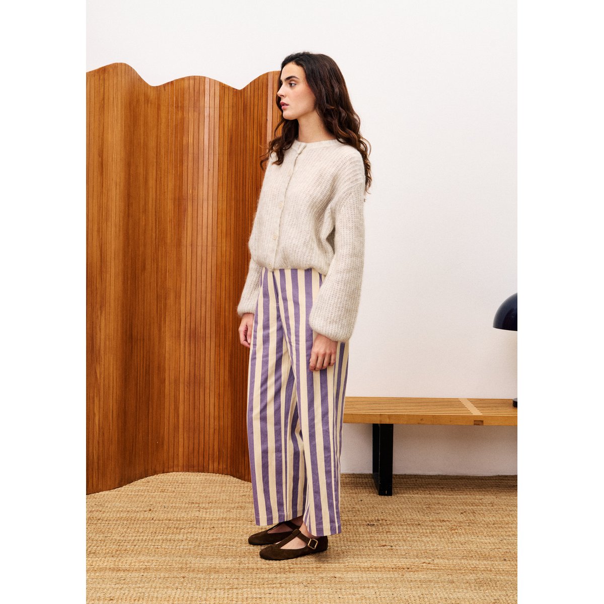 Pantalon  en coton AUSTEN violet lilas, FRNCH