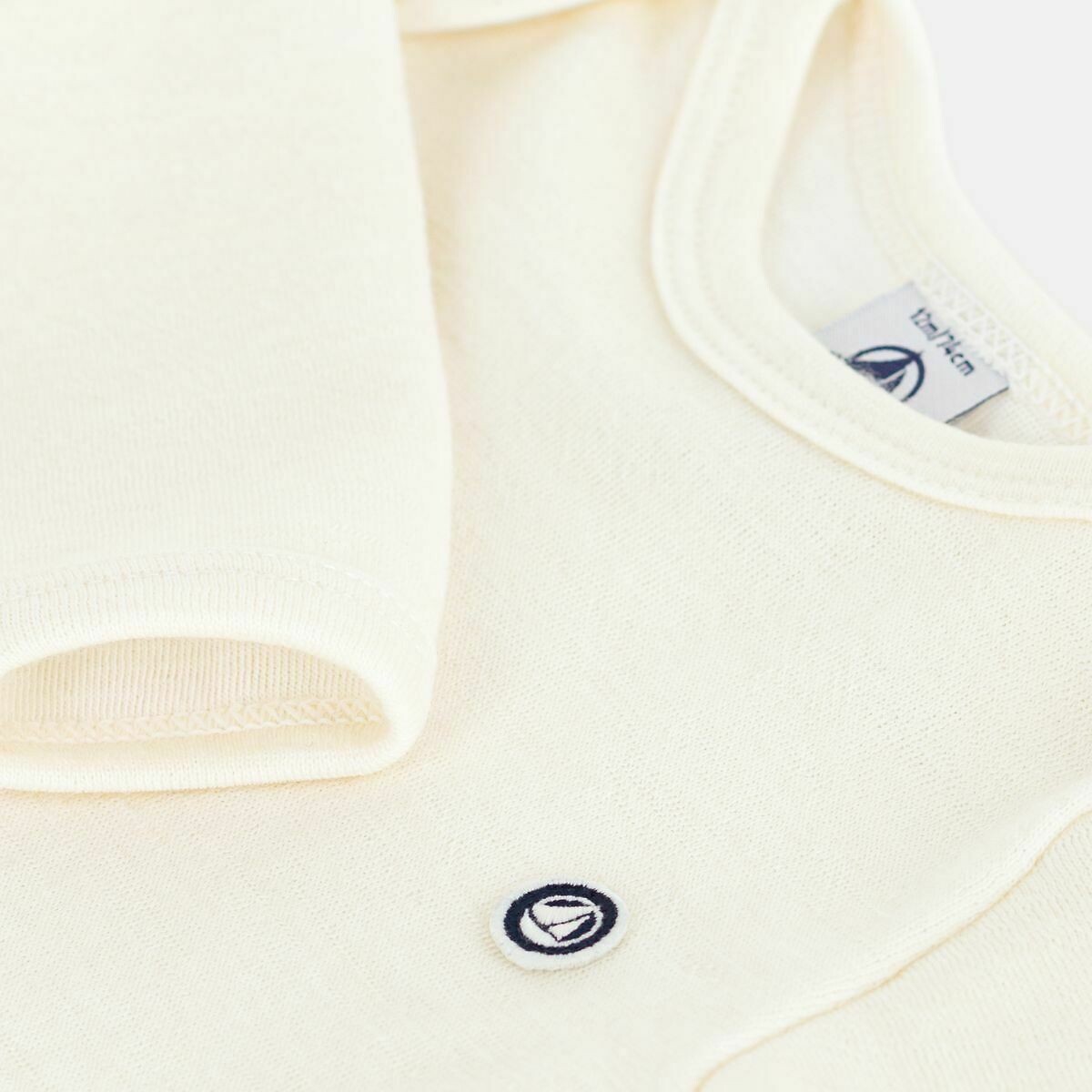 Body manches longues, laine mélangée ecru, PETIT BATEAU