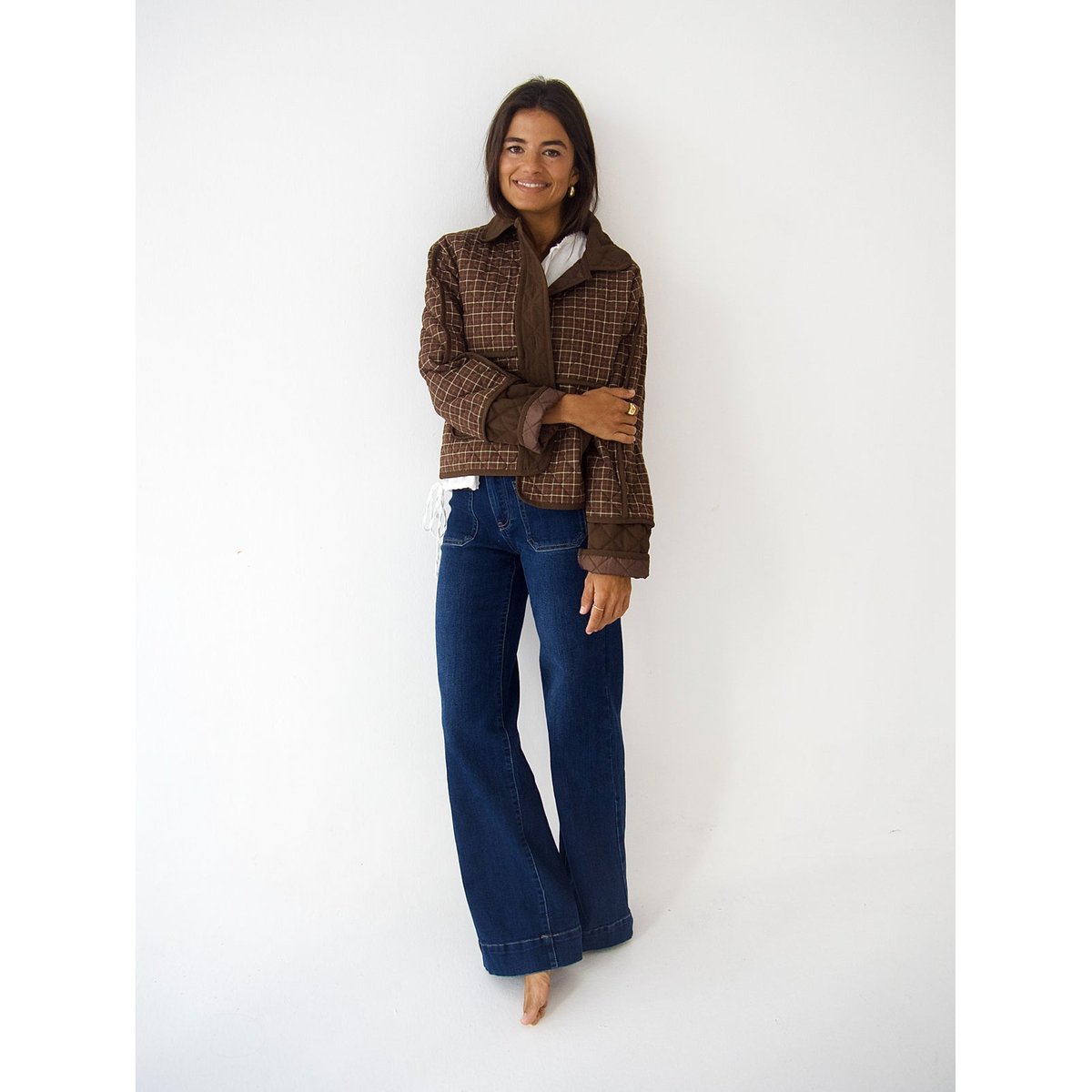 Veste carreaux grand col MILI marron, MINDTRAVELER