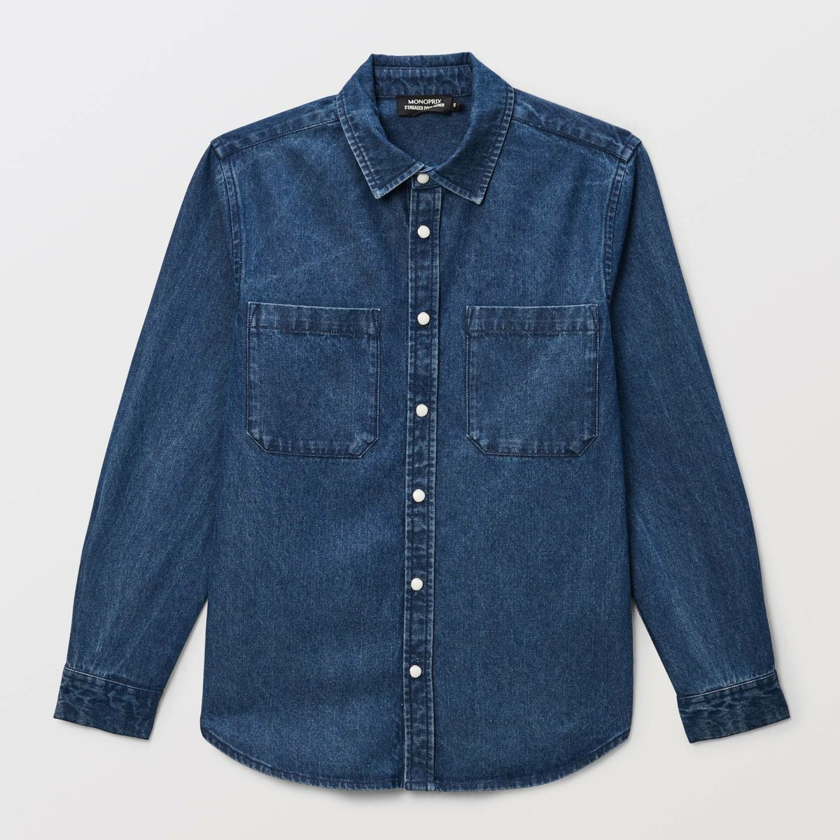 Chemise en jean en coton stone denim, MONOPRIX