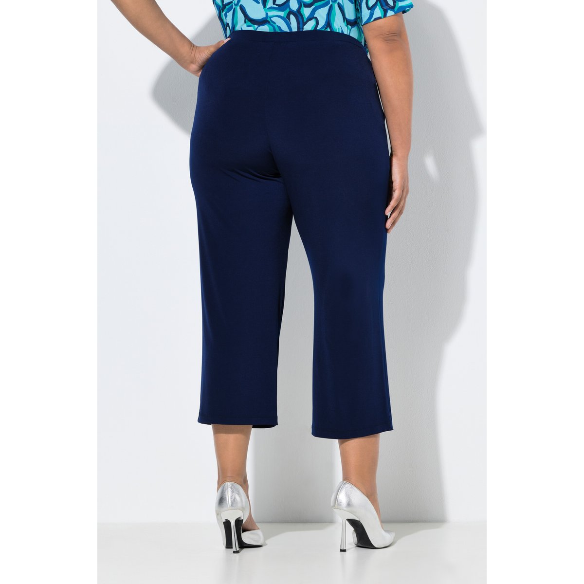 Pantalon 7/8 en jersey marine, ULLA POPKEN