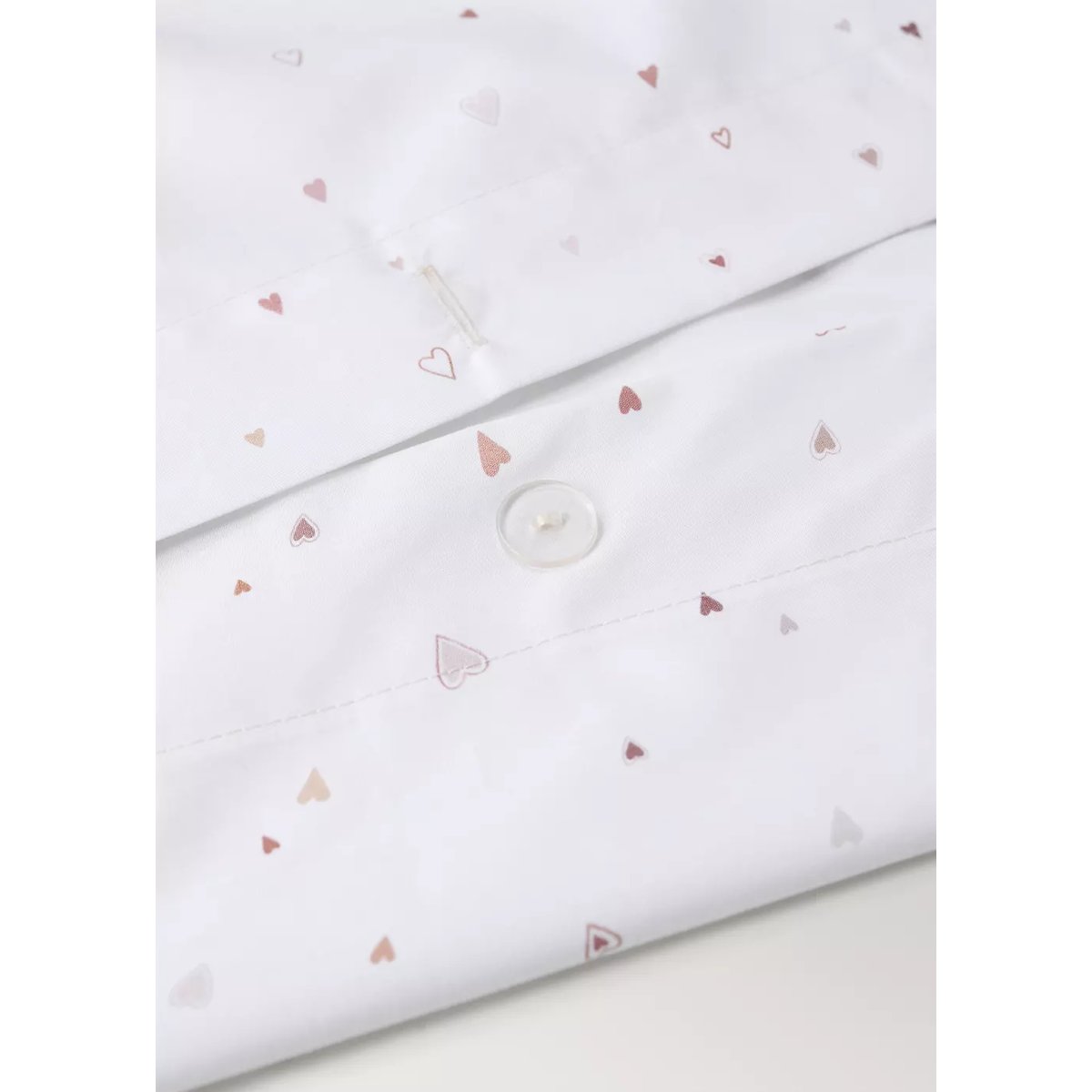 Housse de couette percale de coton cœurs lit 90 cm nude, MANGO HOME