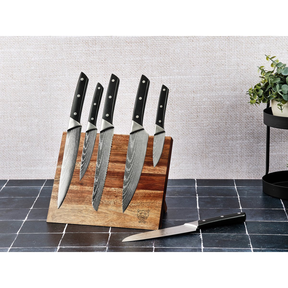 Lot de 7 couteaux de cuisine en inox, NUDE inox mat et noir mat, BJORN