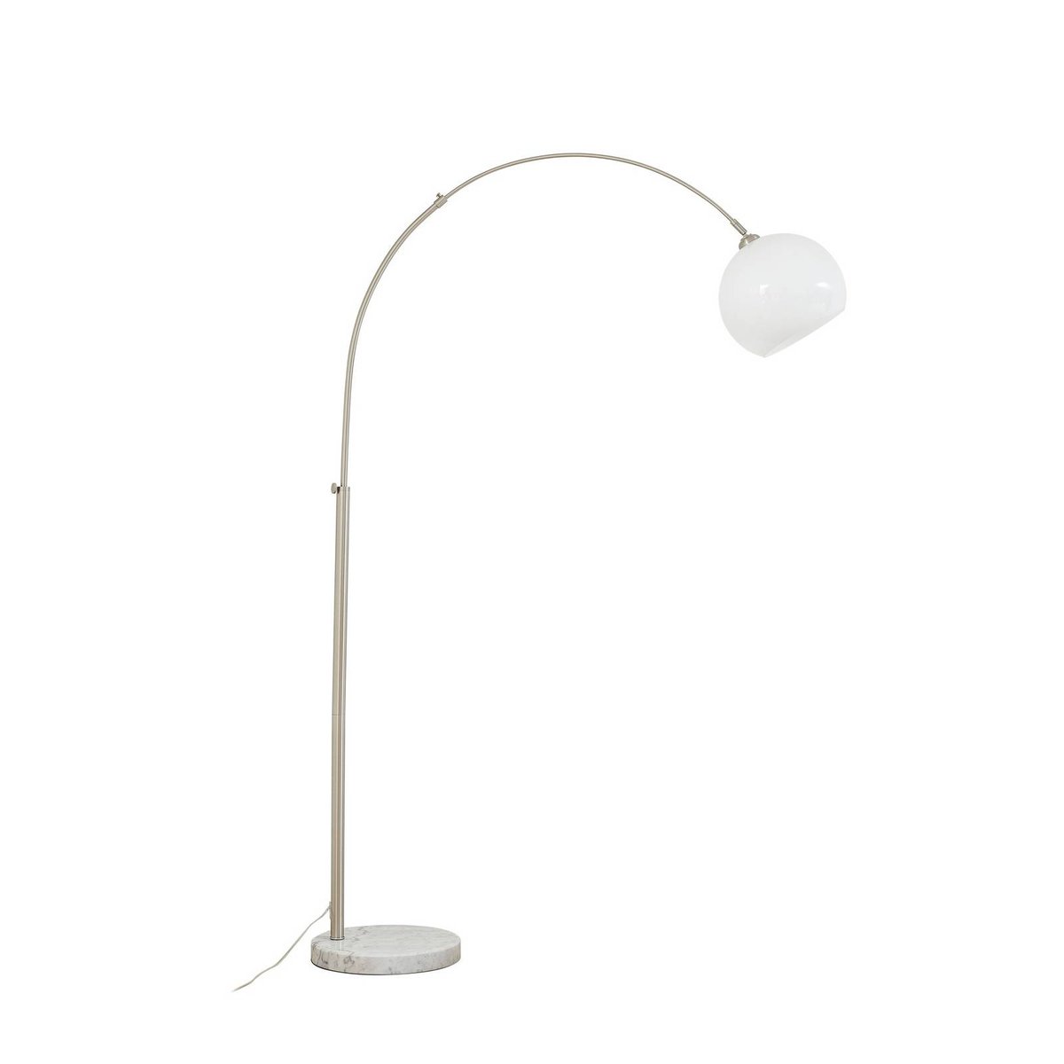 Lampadaire en métal moderne, Alverton blanc, nickel, LINDBY